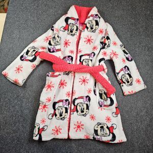 Disney Minnie Mouse Toddler Bath Robe Size 3T Christmas Winter Santa Claus Cozy